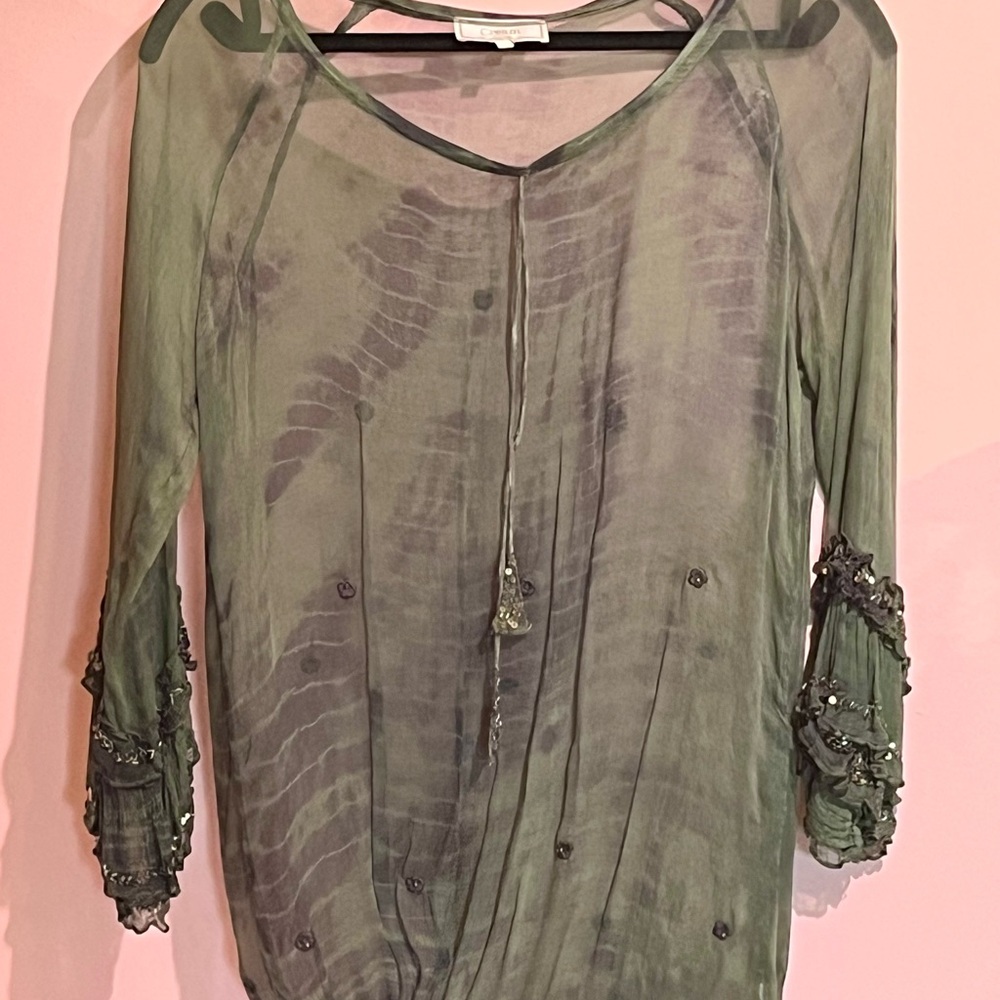 Elegant Sheer Gray Women's Top